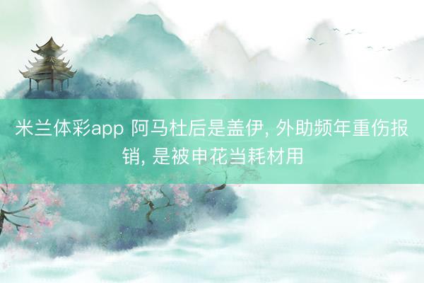 米兰体彩app 阿马杜后是盖伊, 外助频年重伤报销, 是被申花当耗材用